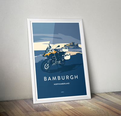 Adventure Expedition Motorcycle 'Bamburgh, Northumberland' print