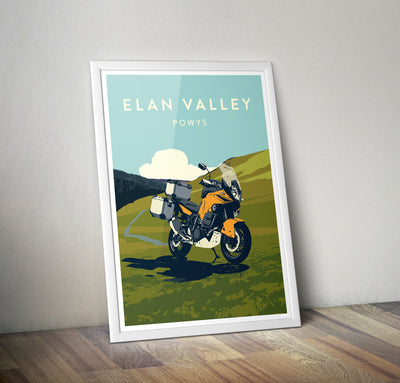 Adventure Motorcycle 'Elan Valley' print