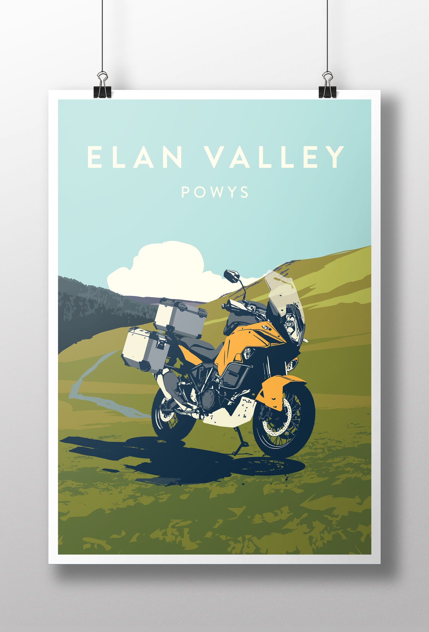 Adventure Motorcycle 'Elan Valley' print