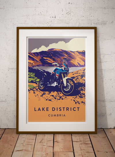 Honda Africa Twin Lake District travel poster print