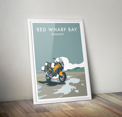 Adventure Motorcycle 'Red Wharf Bay' print