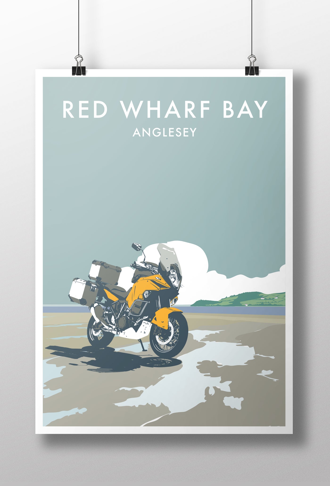 Adventure Motorcycle 'Red Wharf Bay' print