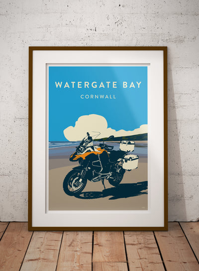 BMW GS Watergate Bay travel poster print
