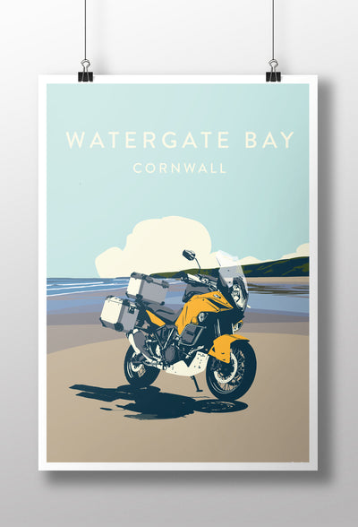 Adventure Motorcycle 'Watergate Bay' print