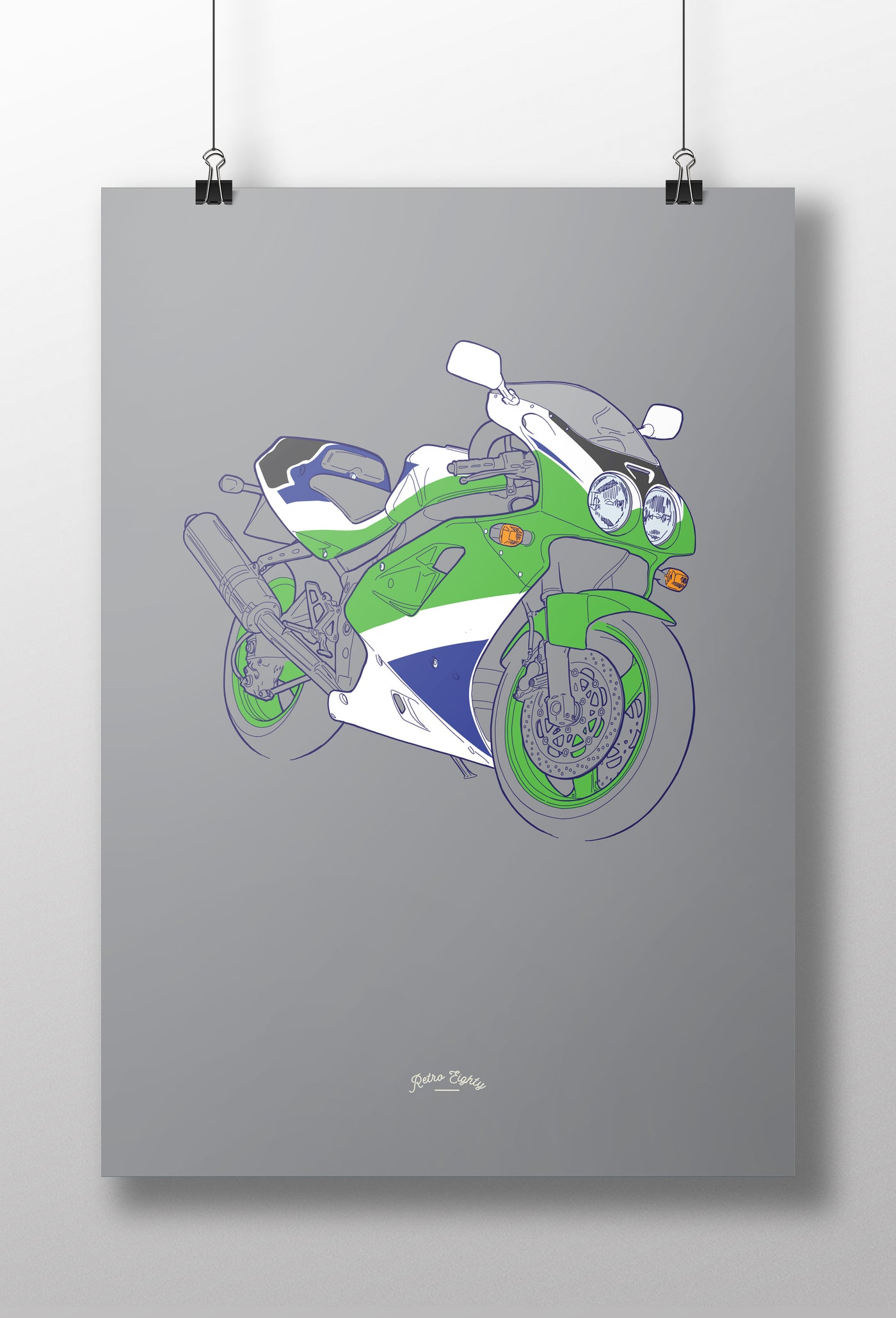 1990s Ninja 750 Superbike Motorcycle print