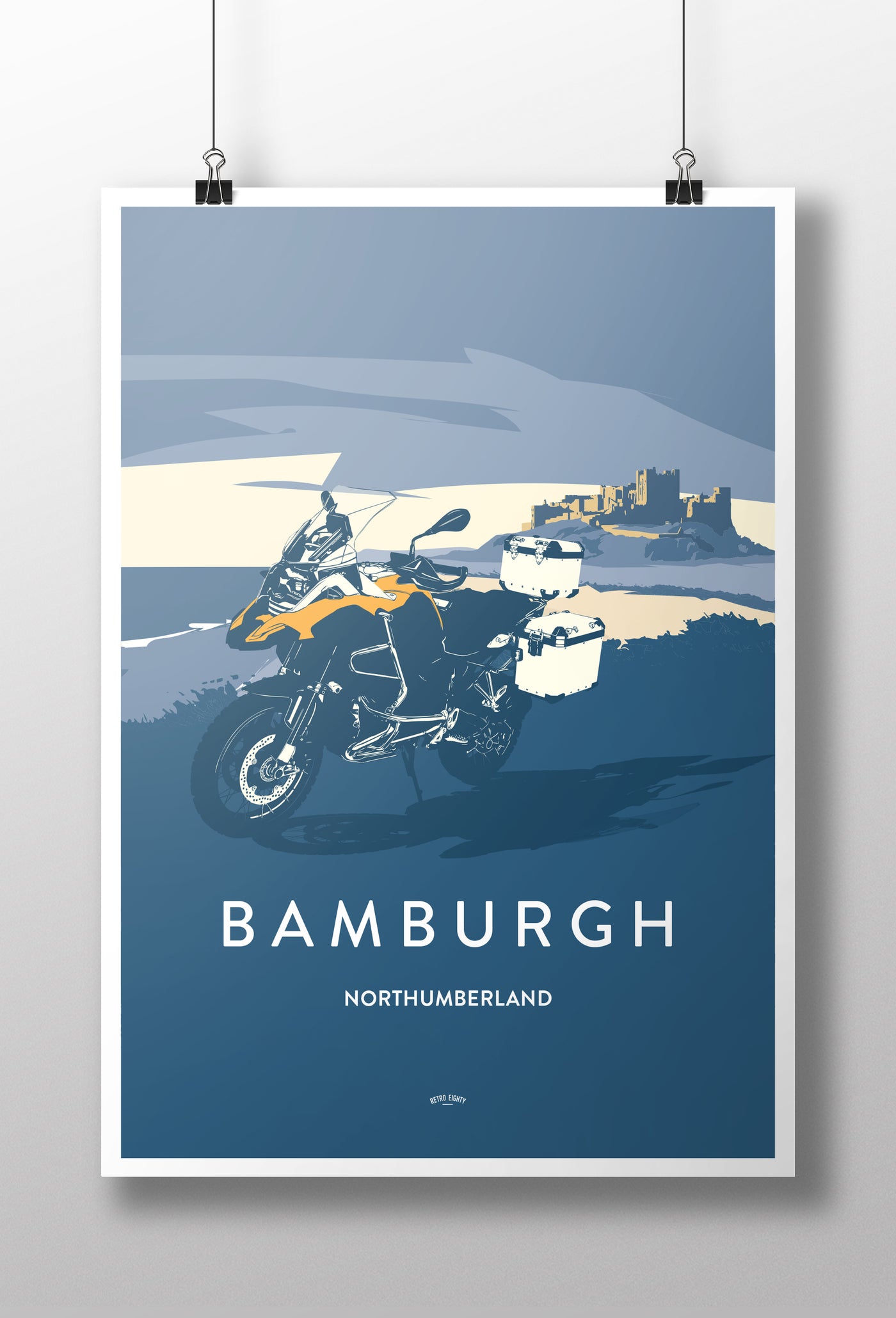 Adventure Expedition Motorcycle 'Bamburgh, Northumberland' print