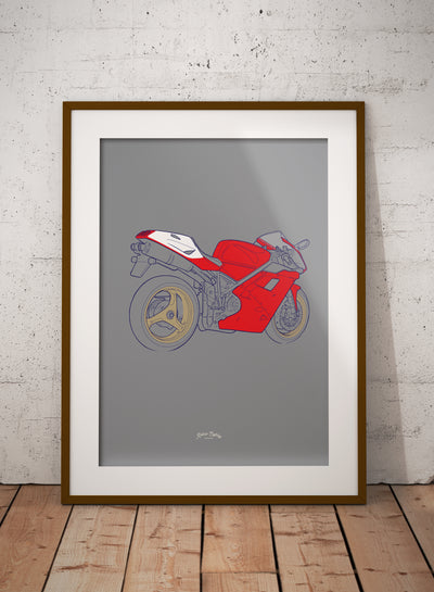 1990s Italian V Twin Superbike Motorcycle print
