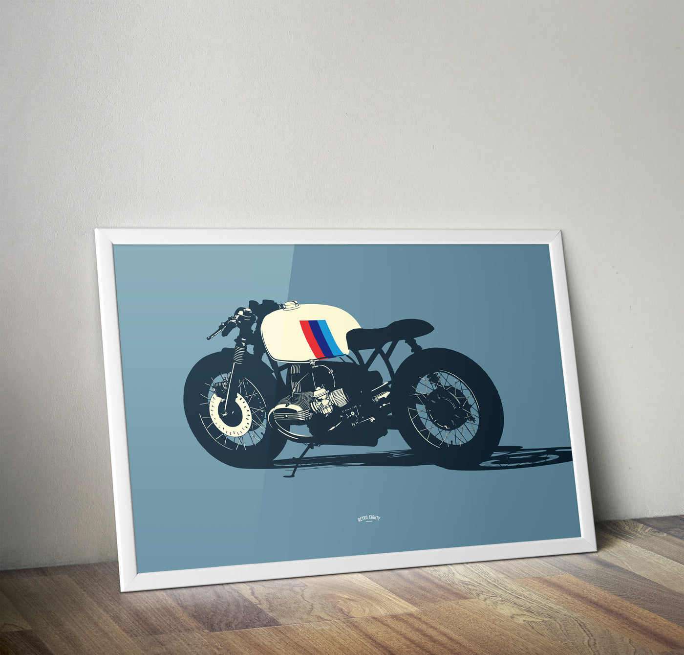 Retro Style Flat Twin Cafe Racer print