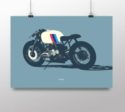 Retro Style Flat Twin Cafe Racer print