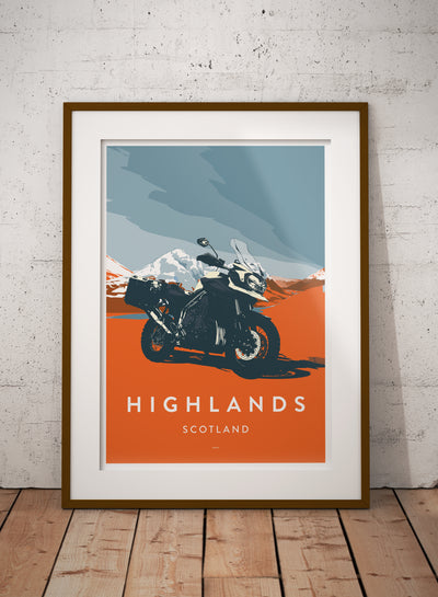 Triumph Tiger Highlands travel poster print