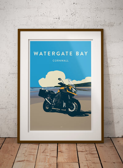 Triumph Tiger Watergate Bay travel poster print