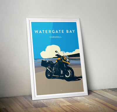 British Adventure Motorcycle 'Watergate Bay' print