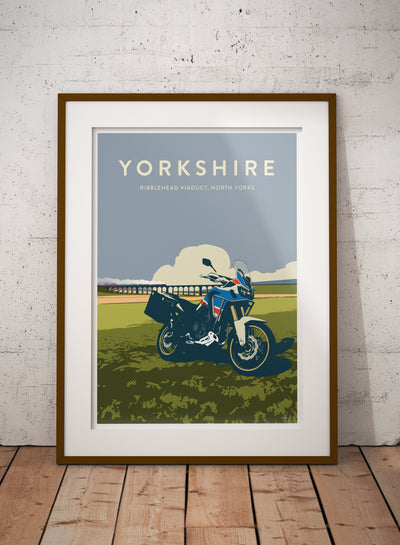 Honda Africa Twin Yorkshire travel poster print